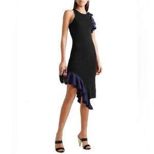 JONATHAN SIMKHAI Hanging Ruffle Asymmetric-Hem Cocktail Dress NWT size: S
